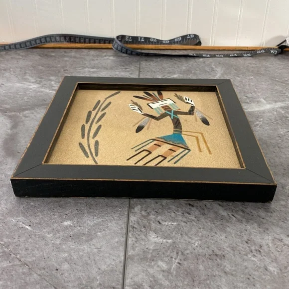 Navajo Sand Painting Native American Art Picture Cultural Spiritual 9.5” X 9.5” - Picture 3 of 9